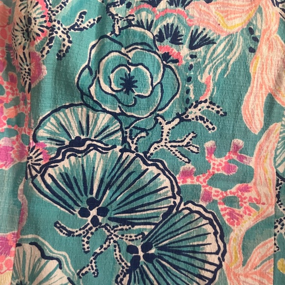 Lily Pulitzer Floral Sleeveless Dress - turquoise & pink sheath dress. - Picture 3 of 7